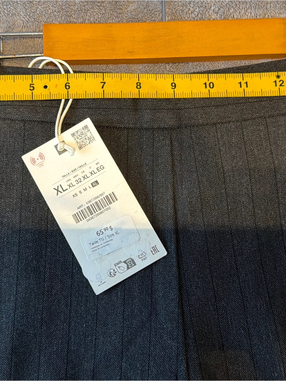 NWT ZARA Dark Grey Pinstripe Tailored Dress Pants Size XL - Picture 9 of 14